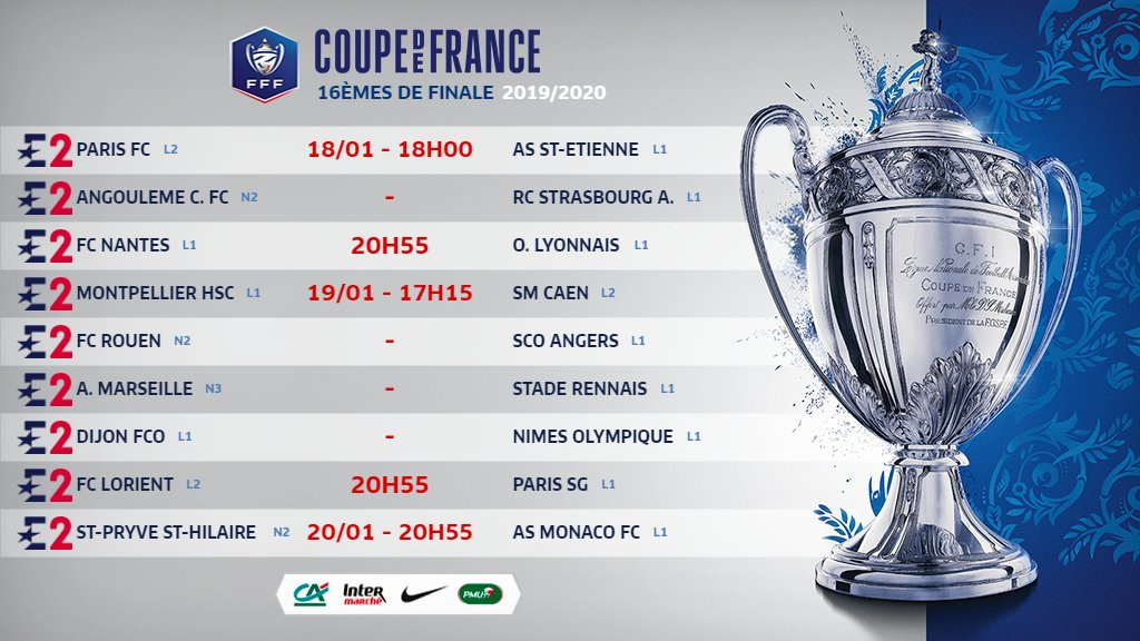Coupe de France Les infos des 16es de Finale Ligue de Football